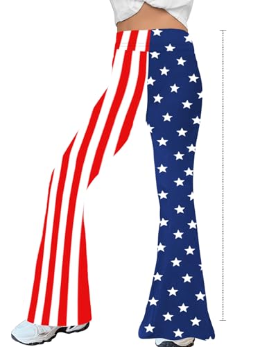 Image of WSPLYSPJY Women's Print Stretch Bell Bottom Flare Palazzo Pants Trousers