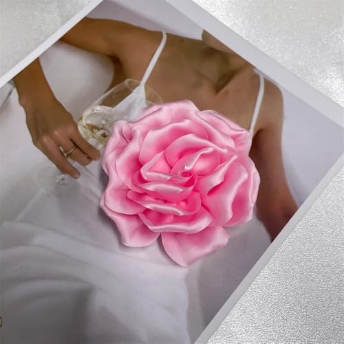 Image of Dainty Peony Rose Flower Brooches Lapel Pins Delicate Elegant Fabric Flowers Brooch Pin for Women Flower Corsage for Wedding Party Accessories Jewelry Gifts100mm