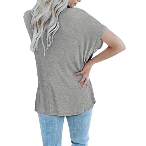Sousuoty Vneck Tshirt Women Sexy Shorts Sleeve Loose Fitting Batwing Tops For Leggings Gray Xl #TOP3