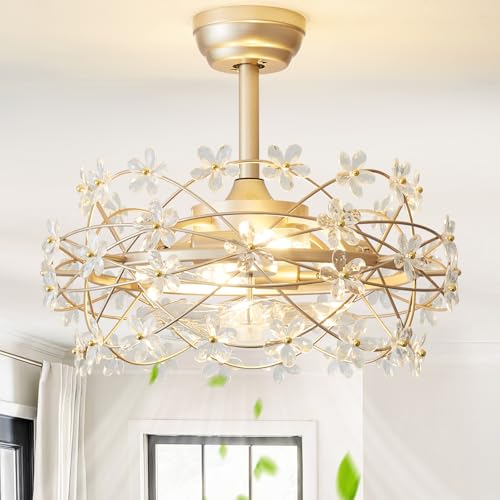 20 Gold Crystal Fandelier Ceiling Fan with Light