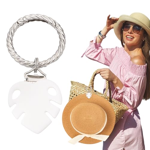uxcell Hat Clip for Travel on Bags, Holder Hands, Free Bag Backpack Fashionable Clip - Protect Hat from Falling for Hanging on Handbags Totes Luggage Purse, White Leaf