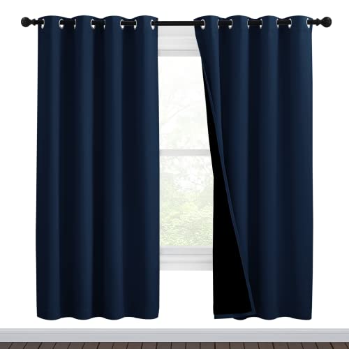 NICETOWN Complete 100% Blackout Curtain Set, Thermal Insulated & Energy Efficiency Window Draperies for Guest Room, Full Shading Panels for Shift Work