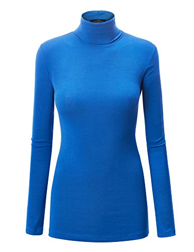 Image of Lock and Love Women's Turtleneck Top Lightweight Long Sleeve Slim Fit Pullover, Soft Rayon Stretch Layering Basic, S-3XL