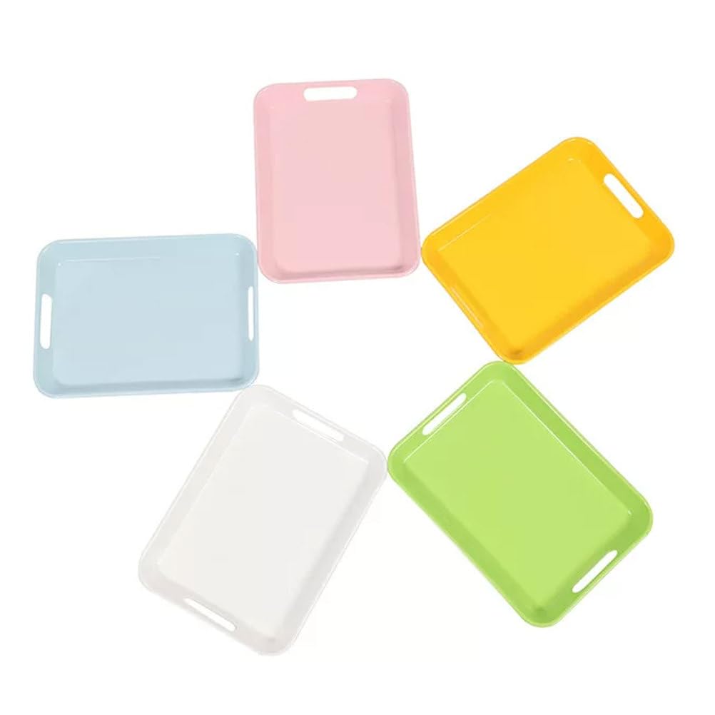 Vassoi Montessori in Melamina con Manici - Set di 5 Vassoi da Lavoro Colorati Antiscivolo, Resistenti agli Urti, Organizer Multiuso