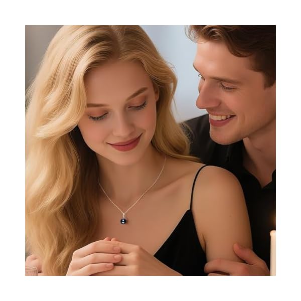Iefil 10-11mm Tahitian Black Pearl & Freshwater Pearl Necklace - S925 Sterling Silver Pearls Necklace, Anniversary Birthday Gifts for Women Wife Girlfriend Mom - Image 4