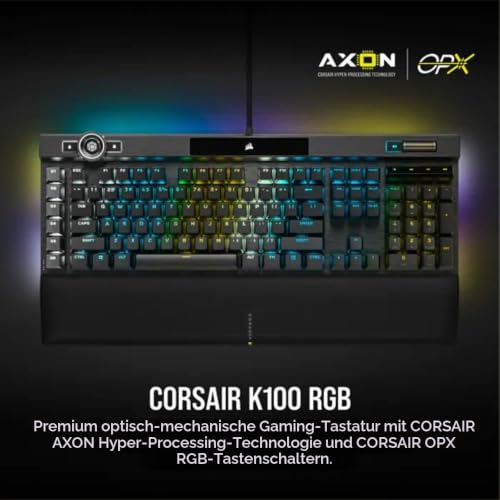 Corsair K100 RGB Optical-Mechanical Gaming Keyboard (Corsair OPX Optical Keyswitches: Hyper-Fast & Linear, Per-Key Backlighting… – Ansicht 2
