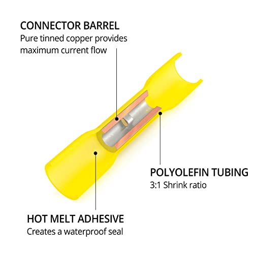 Wirefy 50 PCS Heat Shrink Butt Connectors Yellow 8 AWG - Larger Diameter Marine Grade Butt Connectors - Wire Butt Splice - Electrical Waterproof Heat Shrink Butts by Wirefy - Image 7