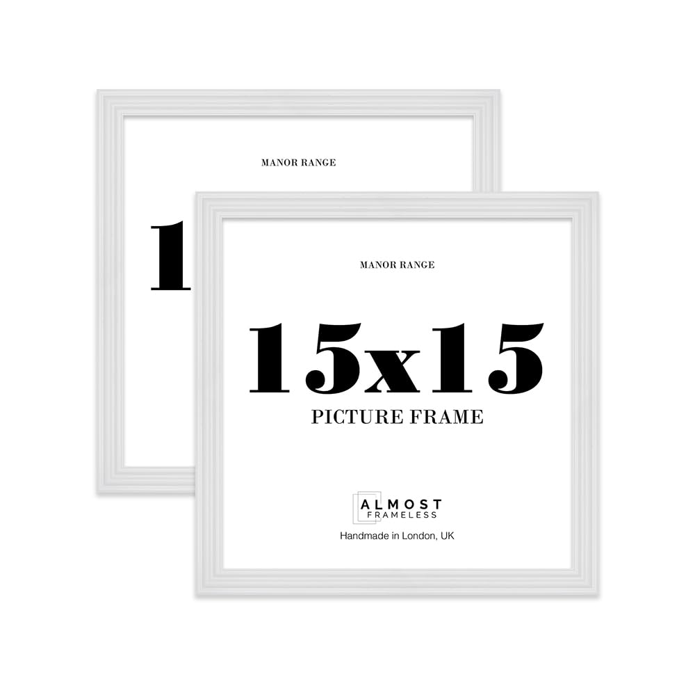 15x15 Picture Frame, Display 15x15 Pictures (38.1 x 38.1cm) - Ice White Refined 42mm Edge Ideal for Home Gallery Display - 2 Pack