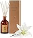 Craft & Kin Reed Diffuser Sticks 'Jasmine & Lily Scent' Set, includes 8 Rattan Scented Sticks Diffuser Reeds, All-Natural Essential Oil & Elegant Amber Glass Vase (5.75oz), Provides Constant Fragrance