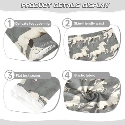 Girls Leggings White Horses Animal Soft Toddler Leggings for Girls Kids Pants Size 4T-10T3