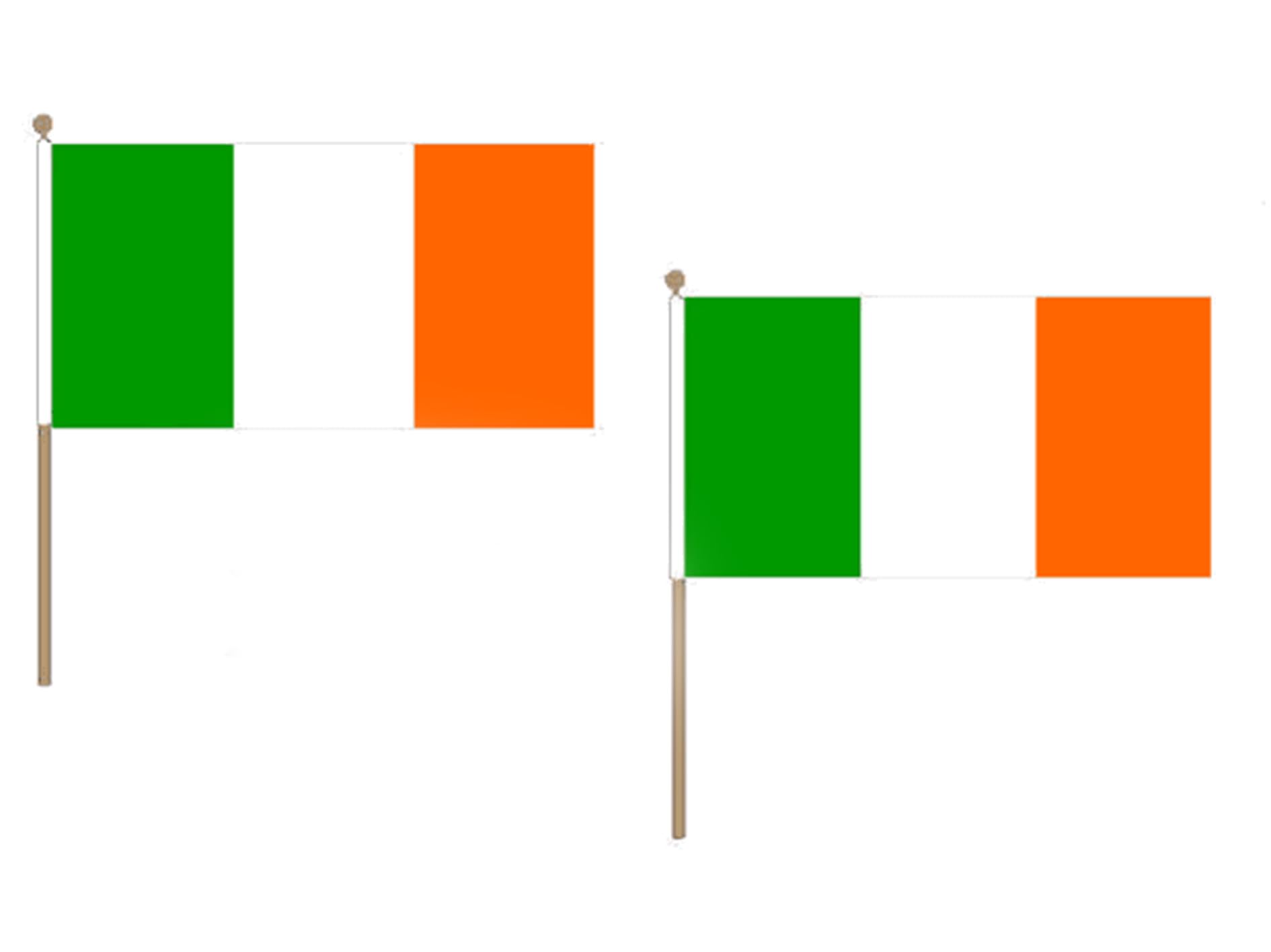Drapeau Irlande 45x30cm HAMPE en bois - LOT DE 10 Drapeaux irlandais 30 x 45 cm - AZ FLAG