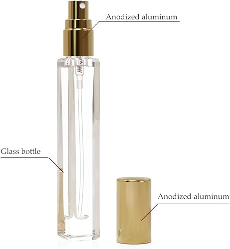 Miniatura 4 de 5 atomizadores de colonia vacíos, 0.3 fl oz, mini botellas de perfume recargables con herramientas dispensadoras, botella rociadora de bolsillo para