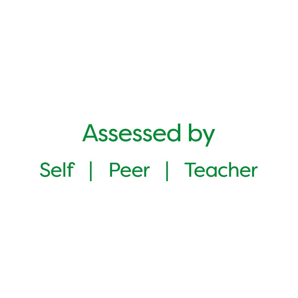 SuperStickers Assessment Stamper for teachers: Assessed By Self/Peer/Teacher - Green Ink