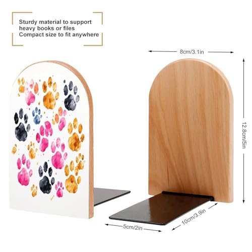 Sujetalibros de madera con huellas de perro para estanterías infantiles y organizadores de mesa 3