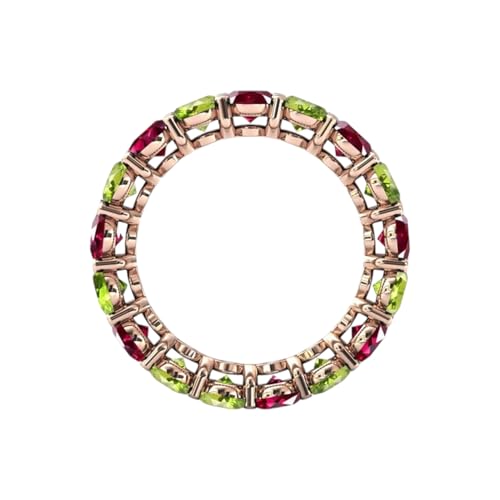 Green Peridot & Red Ruby Eternity Band For Her Art Deco Full Infinity Band Ruby Eternity Wedding Jewelry Cluster Engagement Ring 925 Sterling Silver Red & Green Gemstone2