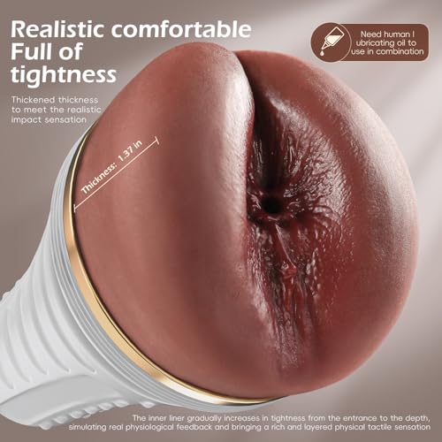 Image of Anal Male Masturbator Realistic Pocket Pussy Vagina Butt Textured with 7.5in Depth Soft and Tighten Anus Fleshy Texture, Penis Training Masturbators Sex Machine Ass Toy for Men (Brown)