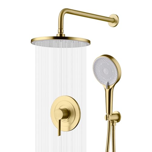 sumerain Rain Shower System with 10 inch Rainfall Shower Head,Brushed