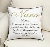 EURASIA DECOR DecorHouzz Glamma Embroidered Pillow case Decorative Cushion Cover Grandmother Gift Nana Throw Pillow case Birthday Gift, Grandma Pillow cover, Me-Ma (16x16, Nana)