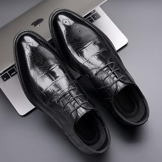 Men's Genuine Leather Oxford Shoes Fashion Pointed Toe Low Block Heel Business Work Office Formal Shoes2