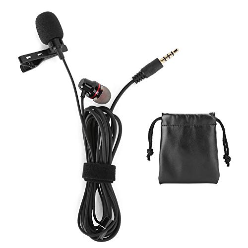 Esenlong Lavalier Microphone Wired Mini Microphone Lavalier Microphone with Earbuds for Singing Live Broadcast