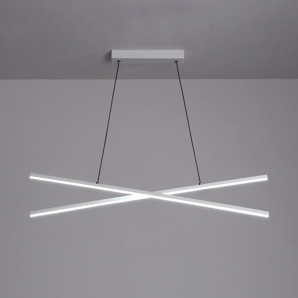 Lampy wiszące Kuchnia Wyspa Nowoczesne oświetlenie żyrandola Jadalnia LED Ściemnialna Czarna oprawa liniowa Biały długi pasek sufitowy Lampa wisząca do baru Restauracja