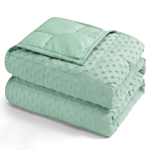 Image of Kivik Breathable Weighted Blanket for Adults, 20lbs Ultra Soft Minky Dot Heavy Blankets, Reversible Cooling and Warm Blanket for All Seasons, Machine Washable, 60 inchx80 inch Queen Size, Sage Green