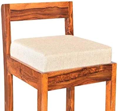 Image of OGESTA Solid Sheesham Wood Bar Chair for Kitchen Island & Breakfast Counter | High Back Wooden Bar Stool with Cushioned Seat | Rustic Walnut Finish | Home Bar & Dining Counter Chair (style 9)