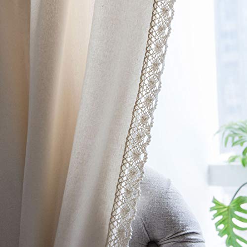 Jaijy Cream White French Countey Curtain Famhouse Style Chiffon Edge Kitchen Divider Darkening Drapes, Rod Pocket Japanese Window Curtains Panel, 1 Piece, 59"X86", Cream White #TOP4