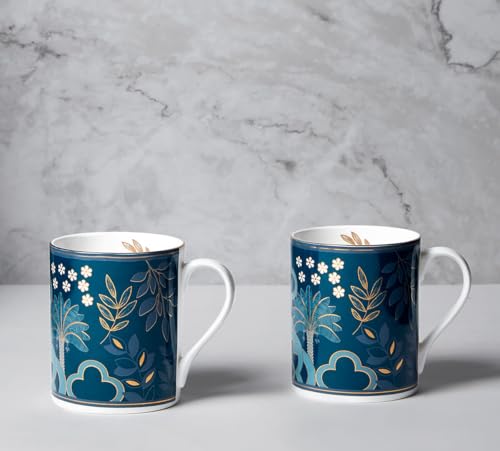 Image of India Circus by Krsnaa Mehta Oceanic Opulence Coffee Mug | Tea Cup with Handles | Dishwasher Safe | Designer Multicolor, Set of 2, 360mL Each