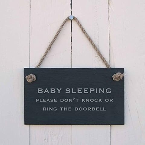 'Baby sleeping Please don't knock or ring the doorbell' Slate Hanging Sign Cover