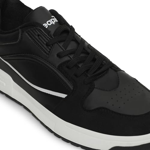 Image of Liberty Leap7x LAPON-1E Men's Casual Lacing Sneakers, Beige, Black & Light Grey | Suitable For Walking Travel, College, Office | Comfortable Lace-Up Casual Shoes | Lightweight Stylish Fashion Footwear