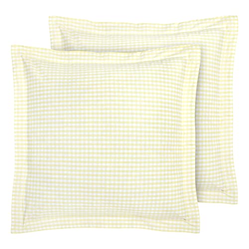 Laura Ashley Home - Juego de Fundas Euro, Fundas de algodón Suaves con Cierre de sobre, decoración Ligera y Elegante para el hogar (Amarillo Hedy, 2 Piezas) Cover