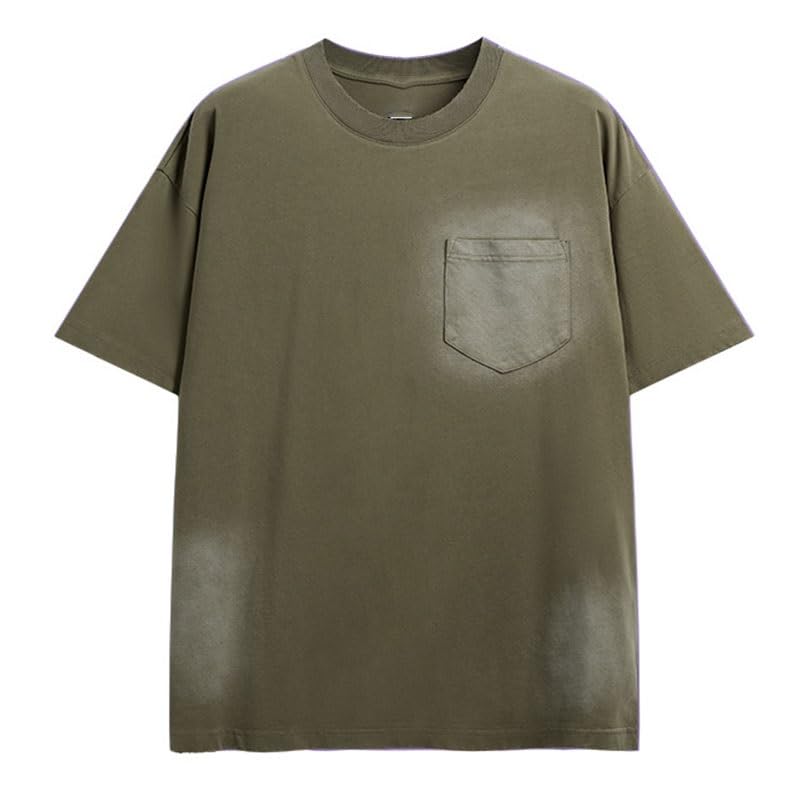 T-Shirt Ample à Manches Courtes Col Rond Coton Léger Été