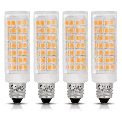 Simba Lighting LED E11 T6 Mini-Candelabra JD Light Bulb 5W 40W to 50W Halogen Replacement (4 Pack) 88SMD2835 Corn JDE11 120V for Chandeliers, Sconce, Cabinet Lighting, Soft White 3000K, Dimmable Cover