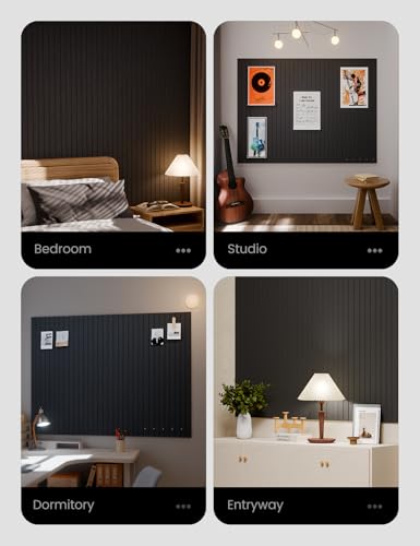 Fluxynara Large Felt Bulletin Board 48\" X 36\" Large Cork Board Alternative-12 Pack with 70 Safe Removable Adhesive Tabs, Cork Boards for Walls Cork Board for Home Office Classroom Pin Board (Black) - Thumbnail 6