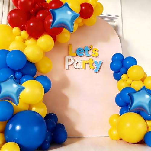 Carnival Circus Balloon Garland Arch Kit, 156Pcs Red Yellow Blue Latex Balloons with Star Foil Balloons for Carnival Theme Graduation Birthday Party Anniversary New Year Decorations — view 6