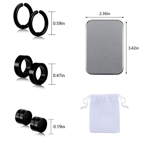 20PCS Black Magnetic Clip On Hoop Dangle Earrings for Men and Women2