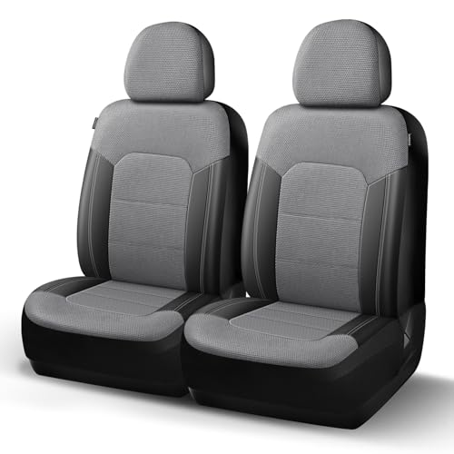 Image of HChengkikz Front Car Seat Covers, Air Mesh, Breathable (Black + Gray)