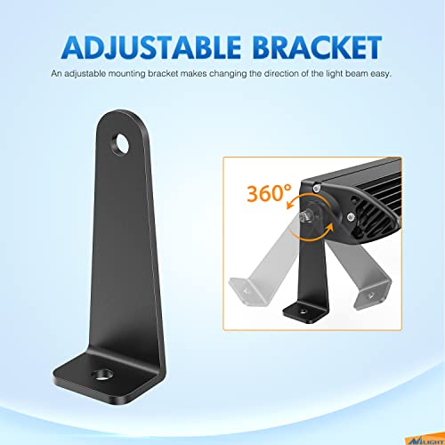 Image of Nilight 2PCS Universal Side-Mounted Brackets Adjustable Compatible with Straight or Curved Led Light Bar, 2 Years Warranty,Black