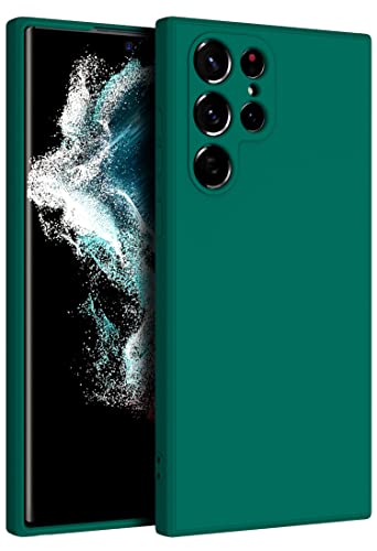 Image of Kapa Matte Lens Protective Back Cover for Samsung Galaxy S22 Ultra, Slim Silicone with Soft Lining Shockproof Flexible Full Body Bumper Case (Green)