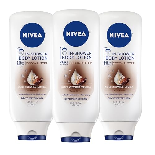 NIVEA Cocoa Butter In Shower Lotion, Water Activated In Shower Moisturizer for Dry Skin to Very Dry...