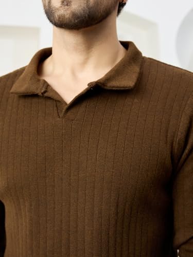 Image of Kvetoo Full Sleeve Winter Wear Woolen Collar Polo Sweater for Men