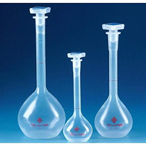 Vitlab Class B PMP Volumetric Flask with PP Screw Cap, 100ml Capacity (Pack of 6)