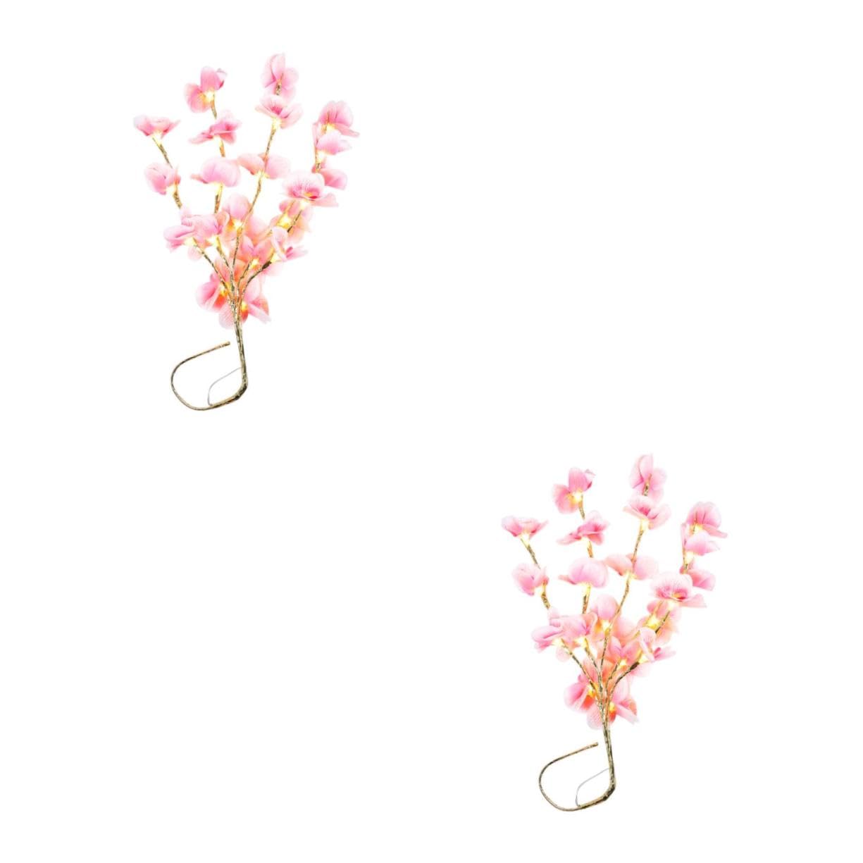 Healifty 2pcs Artificial Lantern Wedding Decor Twig Lights Simulation Flower Flower Lamps Room Light Decor Phalaenopsis Branches Lamp Led Branches Pink Plastic