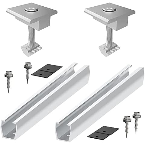 NIKJEBDF Solarmodul Halterung Endklemme Kit, Solarmodul Modul Aluminium Halterungsschiene Befestigungsschiene Trapez Dachmontage, Schienenverbinder zur Montage von Aluminiumprofilen Cover