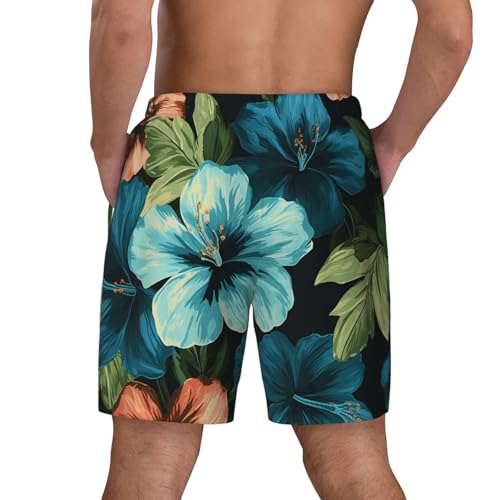 Men's Swim Trunks Quick Dry Board Shorts Hibiscus Flowers Pattern Beach Shorts with Pocket Bathing Suits for Men3