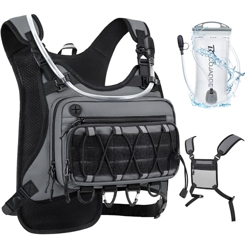 Image of BECOJADDE Running Vest for Men with 2L Water Bladder Tactical Hydration Backpack Adjustable Lightweight Chest Pack for Marathon Hunting Cycling