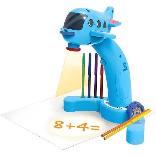 Image of Cable World Airplane Projection Drawing Table for Kids, Educational Tracing & Sketching Projector Toy with 24 Patterns, 6 Color Pens & Adjustable Focus, for Boys & Girls Age 3+ Years