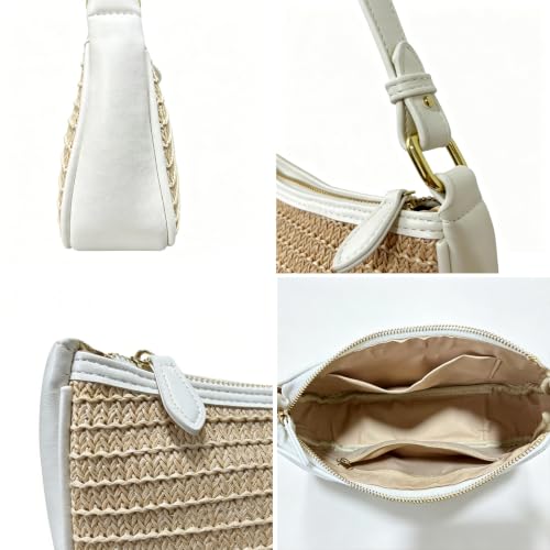 Image of Shoulder Bags for Women Leather Hobo Sling Tote Handbag Retro Clutch Purse with 2 Removable Straps and Zipper Closure