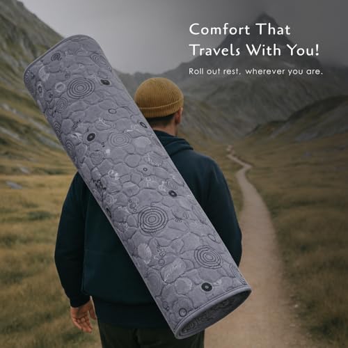Image of Premium PU Memory Foam Rolling Foldable Mattress for Floor | Folding /Travel /Yoga /Outdoor /Camping /Portable Mat, Single Size Soft Slim Gadda Roll-Up Guest Bed | 0.8 Inch, Grey, 72x30 inches